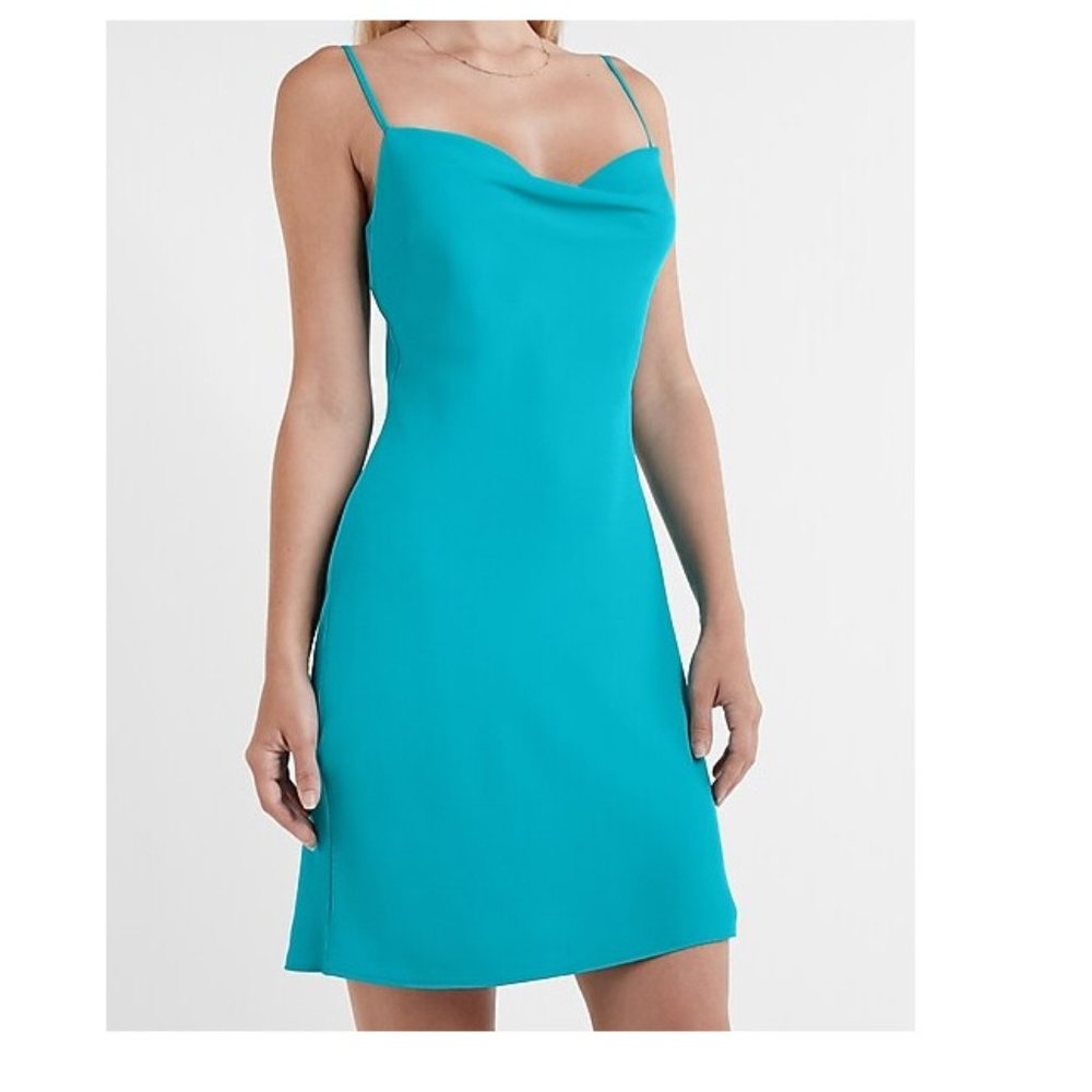 Express Turquoise Spaghetti Strap Mini Dress
